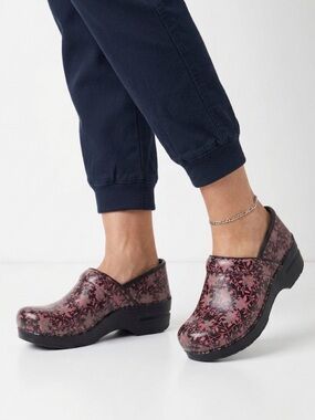 Dansko Shoes Womens Size EU 41 Black Pink Vegan Professional Clog Floral Slip On
